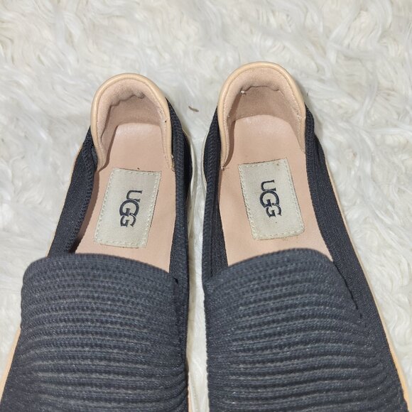 UGG Women's Black Ribbed Slip-On Loafers Size 6.5 - Picture 7 of 9